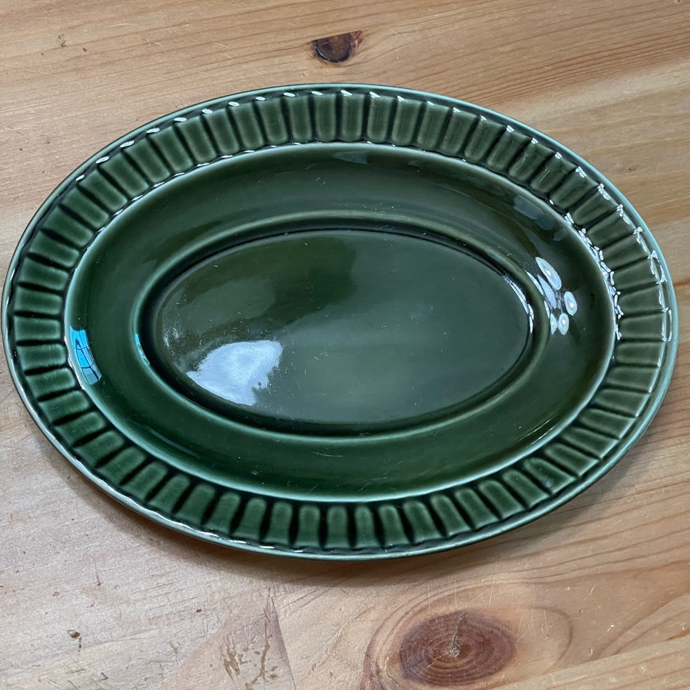 Elegant Dark Green Oval Serving  8” Platter